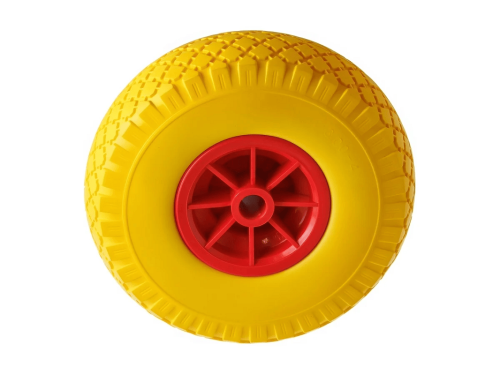 PU 1805-20 колесо пенополиуретановое 3.00-4 с симметричной ступицей, пластиковым ободом и втулкой скольжения, ось 20 мм