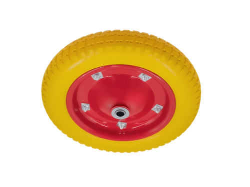 PU 2401-16 колесо пенополиуретановое 3.00-8 с симметричной ступицей, металлическим ободом и шариковым подшипником, ось 16 мм