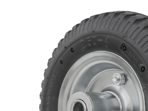 Колесо пневматическое 2.50-4 с несимметричной ступицей, металлическим ободом и шариковым подшипником, ось 16 мм PR 1400-16n (210 мм/100 кг)