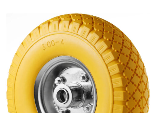 PU 1804-20 колесо пенополиуретановое 3.00-4 с симметричной ступицей, металлическим ободом и шариковым подшипником, ось 20 мм