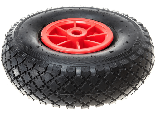 Колесо пневматическое 3.00-4 с симметричной ступицей, пластиковым ободом и втулкой скольжения, ось 16 мм PR 1805-16 (260 мм/150 кг)