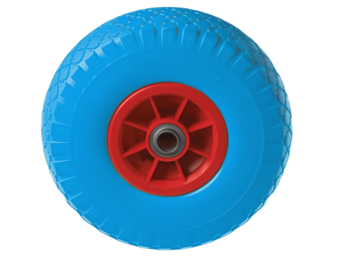 PU 1804-16 колесо пенополиуретановое 3.00-4 с симметричной ступицей, пластиковым ободом и шариковым подшипником, ось 16 мм