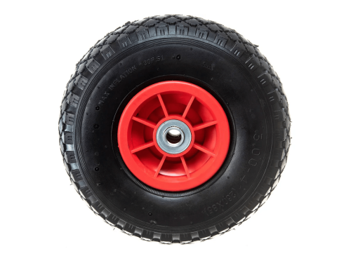 Колесо пневматическое 3.00-4 с симметричной ступицей, пластиковым ободом и шариковым подшипником, ось 16 мм PR 1806-16 (260 мм/150 кг)