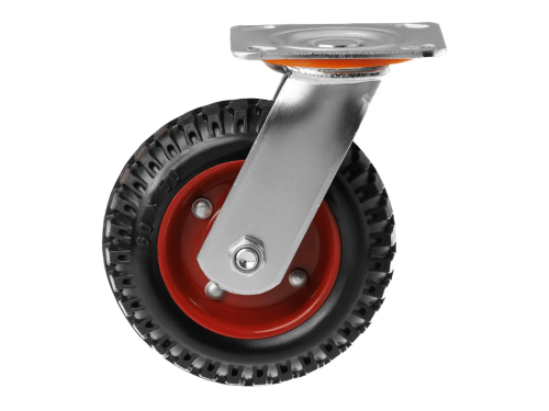 Колесо литое с протекторной резиной, металлическим ободом и шариковым подшипником с поворотной площадкой PS 160 (160 мм/400 кг)