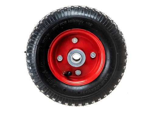 Колесо пневматическое 2.50-4 с симметричной ступицей, металлическим ободом и шариковым подшипником, ось 16 мм PR 1400-16 (210 мм/180 кг)