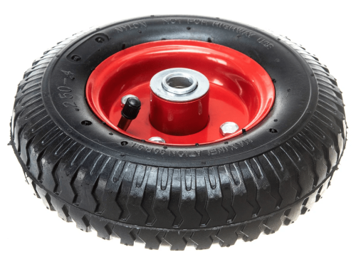 Колесо пневматическое 2.50-4 с симметричной ступицей, металлическим ободом и шариковым подшипником, ось 16 мм PR 1400-16 (210 мм/180 кг)