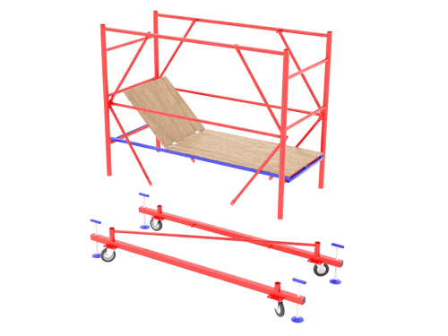 Вышка-тура МЕГА 1 высотой 7.4 м передвижная c опорами