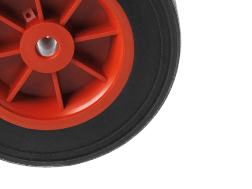 SR 1104-12 колесо литое бескамерное для тачек с симметричной ступицей, пластиковым ободом и втулкой скольжения, ось 12 мм