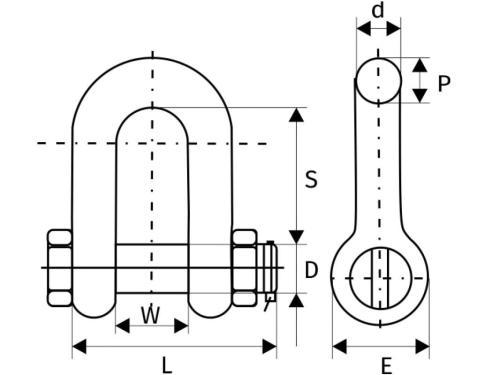 Скоба прямая G2150 Сибталь с гайкой и шплинтом