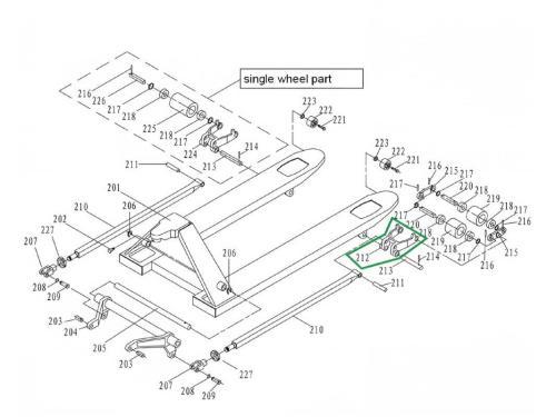 Рычаг силового блока (вилка задняя) для гидравлических тележек
