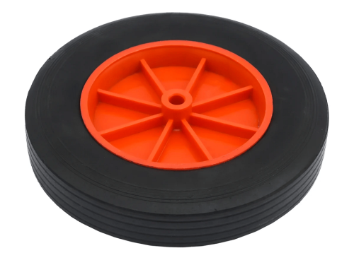 SR 1308-10 колесо литое бескамерное для тачек с симметричной ступицей, пластиковым ободом и втулкой скольжения, ось 10 мм