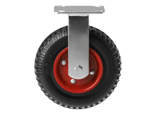 Колесо литое с протекторной резиной, металлическим ободом и шариковым подшипником с неповоротной площадкой PF 200 (200 мм/500 кг)