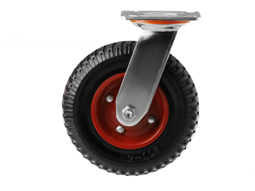 Колесо литое с протекторной резиной, металлическим ободом и шариковым подшипником с поворотной площадкой PS 200 (200 мм/500 кг)