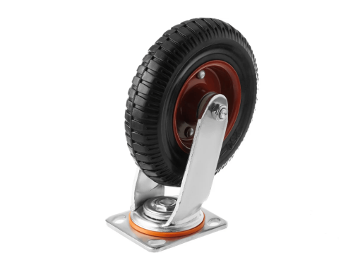 Колесо литое с протекторной резиной, металлическим ободом и шариковым подшипником с поворотной площадкой PS 200 (200 мм/500 кг)