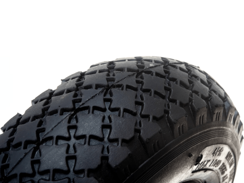 Колесо пневматическое 3.00-4 с симметричной ступицей, пластиковым ободом и втулкой скольжения, ось 20 мм PR 1805-20 (260 мм/150 кг)