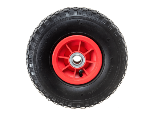 Колесо пневматическое 3.00-4 с симметричной ступицей, пластиковым ободом и шариковым подшипником, ось 20 мм PR 1806-20 (260 мм/150 кг)