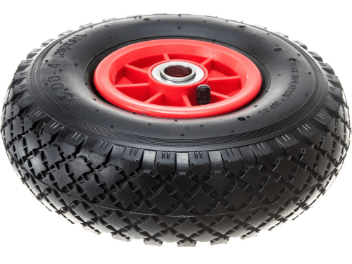 Колесо пневматическое 3.00-4 с симметричной ступицей, пластиковым ободом и шариковым подшипником, ось 20 мм PR 1806-20 (260 мм/150 кг)