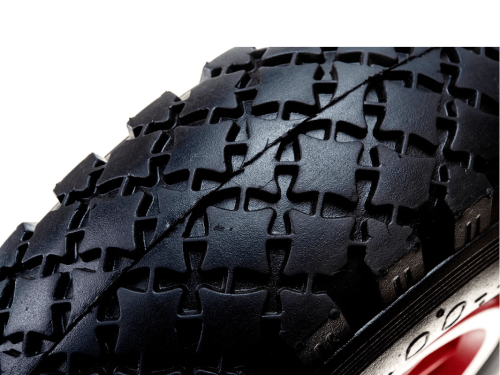 Колесо пневматическое 3.00-4 с симметричной ступицей, пластиковым ободом и шариковым подшипником, ось 20 мм PR 1806-20 (260 мм/150 кг)