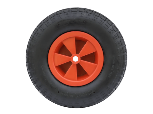 Колесо пневматическое 3.50-6 с симметричной ступицей, пластиковым ободом и втулкой скольжения, ось 16 мм PR 2002-16 (320 мм/170 кг)