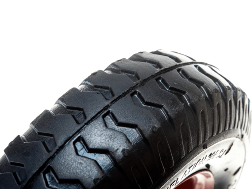 Колесо пневматическое 2.50-4 с несимметричной ступицей, металлическим ободом и шариковым подшипником, ось 20 мм PR 1400-20n (210 мм/100 кг)