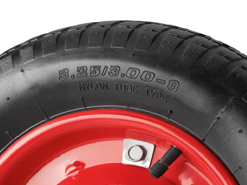 Колесо пневматическое 3.25/3.00-8 с симметричной ступицей, металлическим ободом и шариковым подшипником, ось 16 мм PR 2400-16 (360 мм/180 кг)