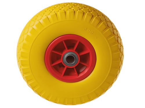 PU 1806-20 колесо пенополиуретановое 3.00-4 с симметричной ступицей, пластиковым ободом и шариковым подшипником, ось 20 мм