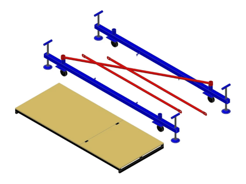 Вышка-тура МЕГА 2М высотой 9.3 м с колесами и винтовыми опорами