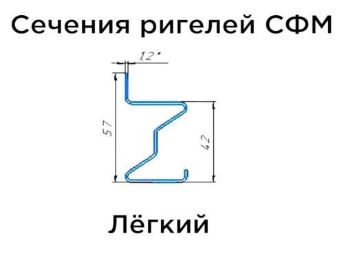 Ригель СФМ Л 1500х42х57 RAL 7035