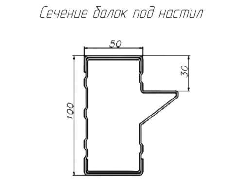 Ригель СТСМ 3300х100х50 П полимер RAL 3020