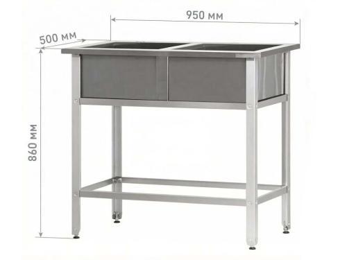 Ванна моечная ВМСр-500/2 "Retail", 2 отв. д/смесителя