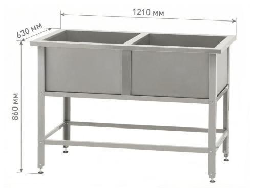 Ванна моечная ВМСн-630/2 "Norma Inox", 2 м/о (ножка угловая)