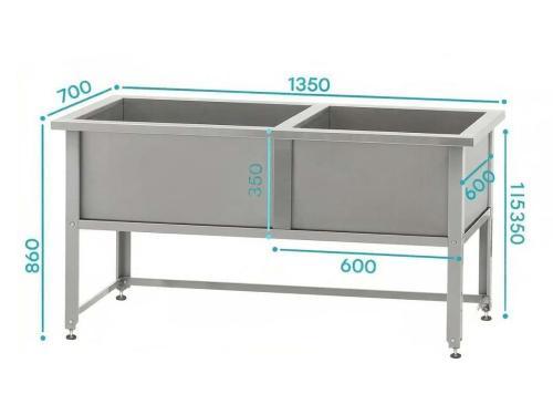 Ванна моечная ВМСн-700/2 "Norma Inox", 2 м/о (ножка угловая)