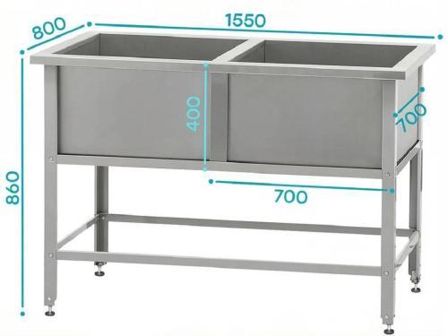 Ванна моечная ВМСн-800/2 "Norma Inox", 2 м/о (ножка угловая)