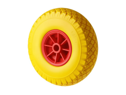 PU 1805-20 колесо пенополиуретановое 3.00-4 с симметричной ступицей, пластиковым ободом и втулкой скольжения, ось 20 мм