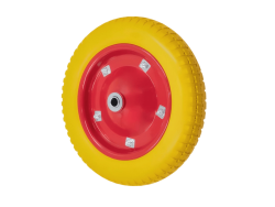 PU 2401-16 колесо пенополиуретановое 3.00-8 с симметричной ступицей, металлическим ободом и шариковым подшипником, ось 16 мм