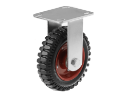 Колесо литое с протекторной резиной, металлическим ободом и шариковым подшипником с неповоротной площадкой PF 160 (160 мм/400 кг)