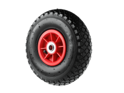 Колесо пневматическое 3.00-4 с симметричной ступицей, пластиковым ободом и шариковым подшипником, ось 16 мм PR 1806-16 (260 мм/150 кг)