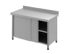 Стол производственный закрытый с бортом СПЗп PROFI INOX (полка сплошная/ножка профильная труба)