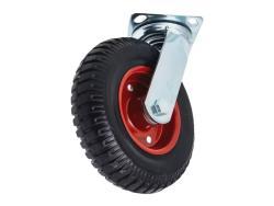 Колесо литое с протекторной резиной, металлическим ободом и шариковым подшипником с поворотной площадкой PS 250 (250 мм/600 кг)