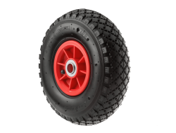 Колесо пневматическое 3.00-4 с симметричной ступицей, пластиковым ободом и шариковым подшипником, ось 20 мм PR 1806-20 (260 мм/150 кг)