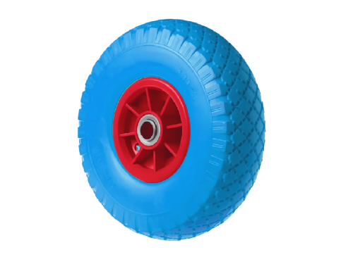 PU 1804-16 колесо пенополиуретановое 3.00-4 с симметричной ступицей, пластиковым ободом и шариковым подшипником, ось 16 мм