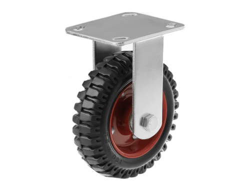 Колесо литое с протекторной резиной, металлическим ободом и шариковым подшипником с неповоротной площадкой PF 160 (160 мм/400 кг)