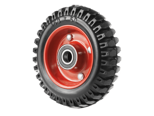 PP 160 колесо литое с протекторной резиной, металлическим ободом и шариковым подшипником, ось 17 мм, без крепления