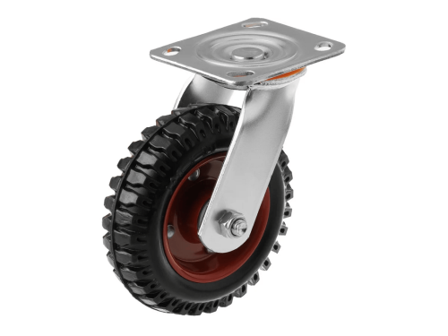 Колесо литое с протекторной резиной, металлическим ободом и шариковым подшипником с поворотной площадкой PS 160 (160 мм/400 кг)