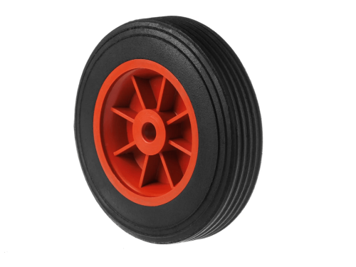 SR 1104-12 колесо литое бескамерное для тачек с симметричной ступицей, пластиковым ободом и втулкой скольжения, ось 12 мм