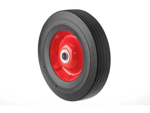 SR1901-20N колесо литое бескамерное для тачек с несимметричной ступицей, металлическим ободом и шариковый подшипником, ось 20 мм