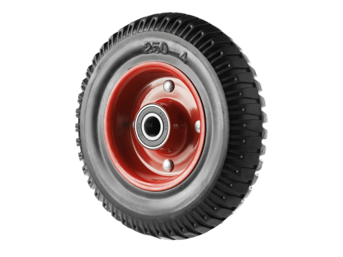 PP 200 колесо литое с протекторной резиной, металлическим ободом и шариковым подшипником, ось 17 мм, без крепления