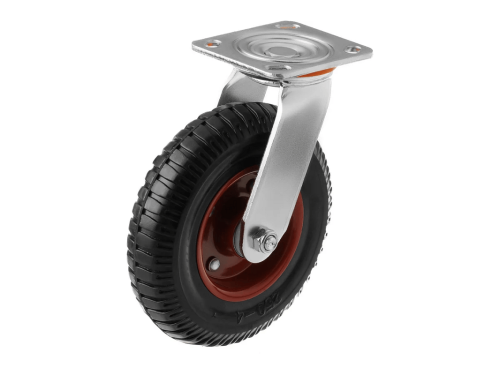 Колесо литое с протекторной резиной, металлическим ободом и шариковым подшипником с поворотной площадкой PS 200 (200 мм/500 кг)