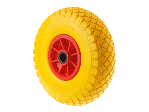 PU 1807-20 колесо пенополиуретановое 3.00-4 с симметричной ступицей, пластиковым ободом и роликовым подшипником, ось 20 мм