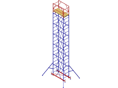 Вышка-тура МЕГА 2 высотой 8.8 м передвижная с опорами-стабилизаторами